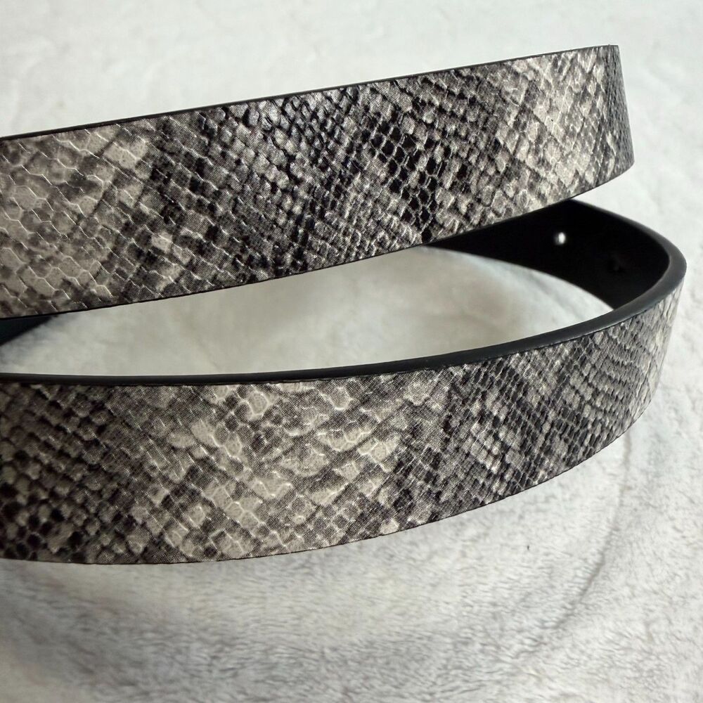 Vintage Anne Klein‎ Gold Lion Head Logo Buckle Reversible Snake Skin Belt 29-35" - Picture 8 of 12